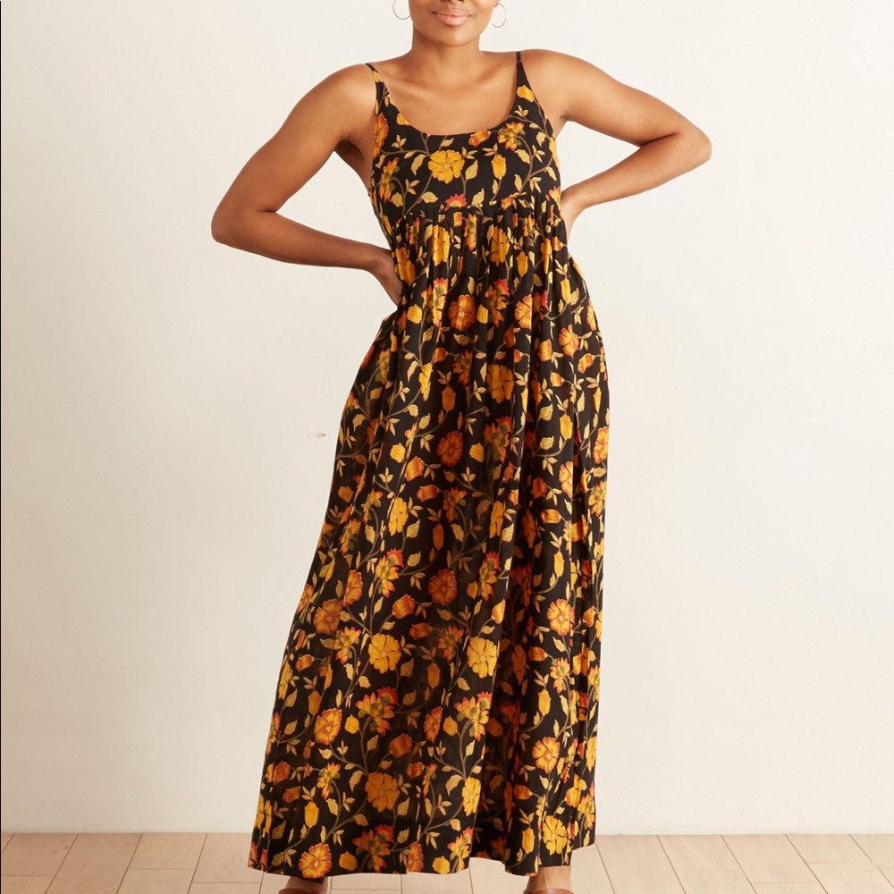 Aish long Ashi Dress black and orange